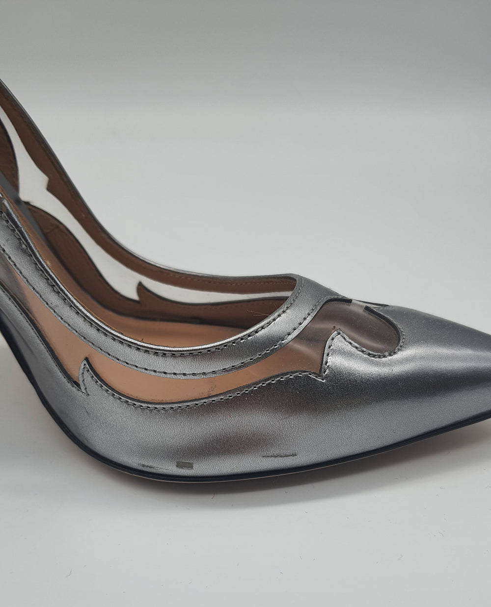 Silver Cut Out PVC Pumps
