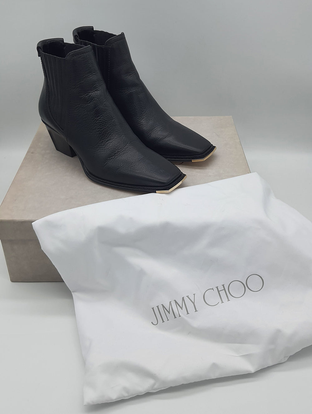 Black Leather Cow Boy Boots