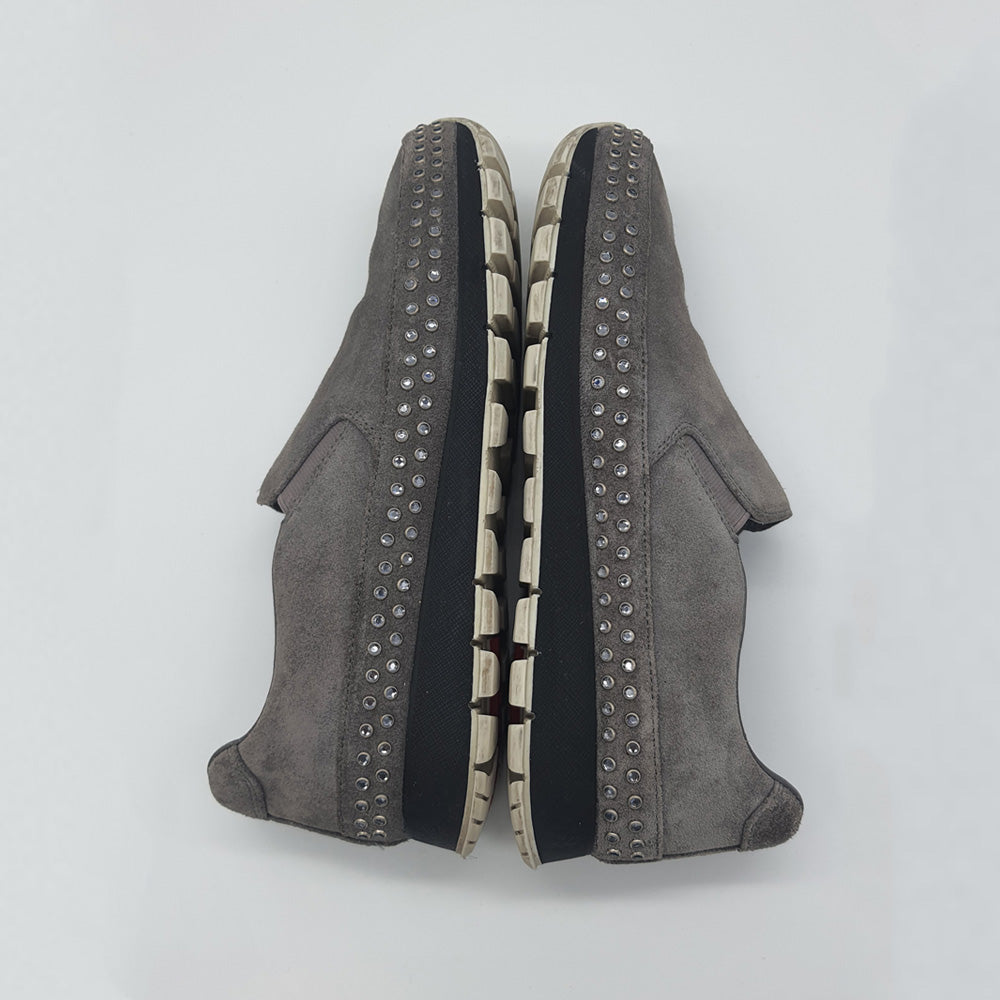 Grey Suede Slip Ons