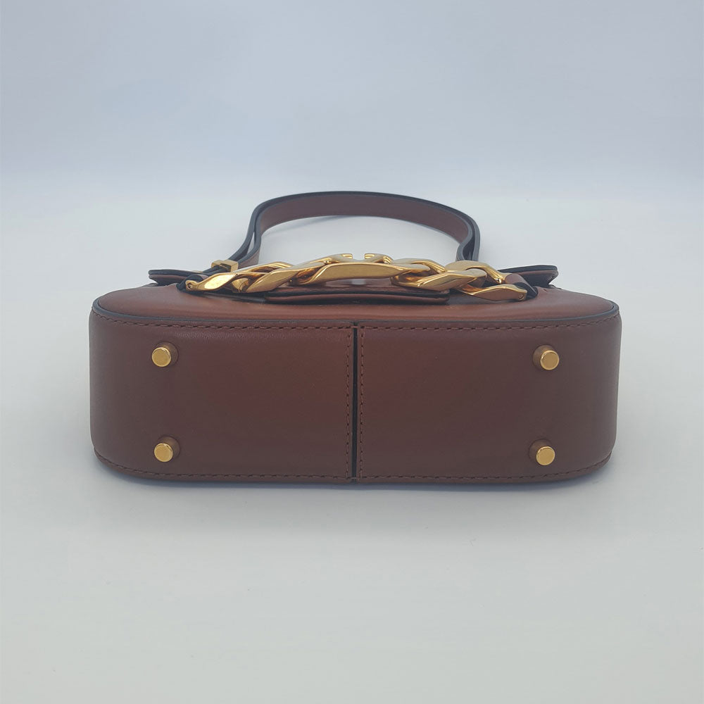 Brown V Chain Logo Shoulder Bag