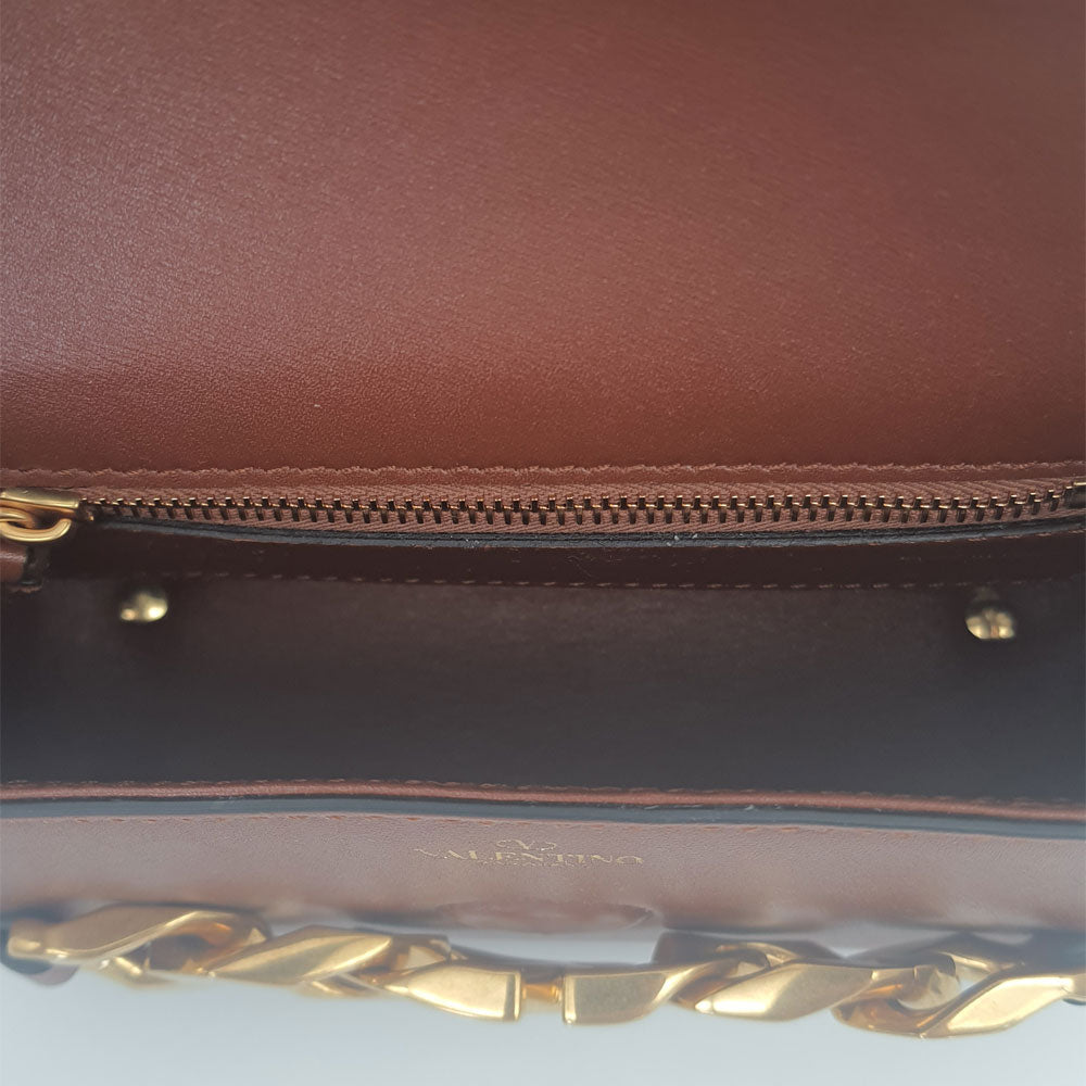 Brown V Chain Logo Shoulder Bag