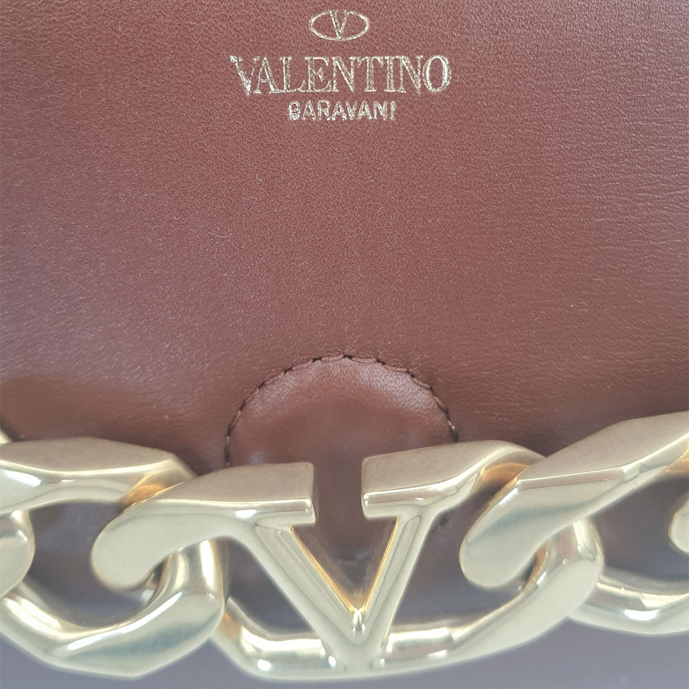 Brown V Chain Logo Shoulder Bag