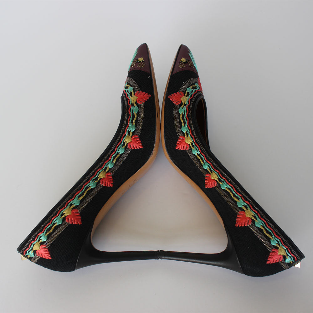 Embroidered Multi Color Pumps