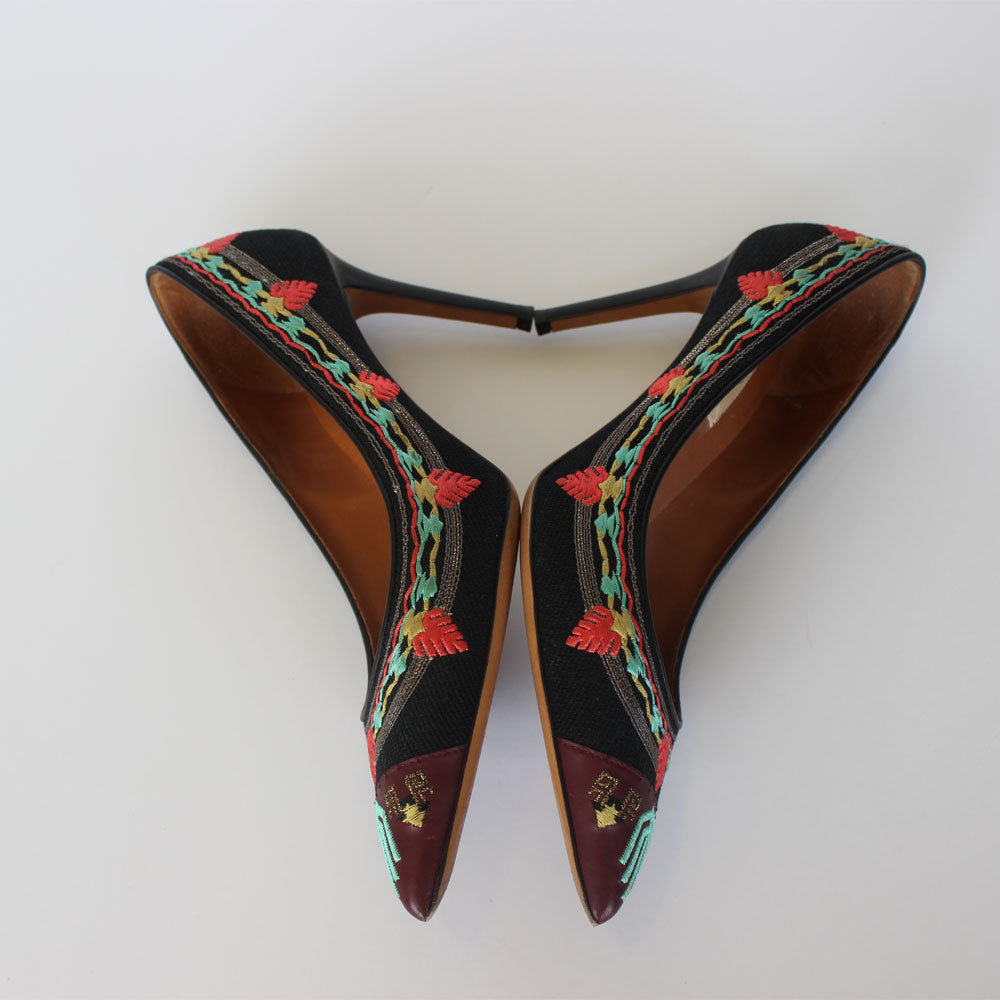 Embroidered Multi Color Pumps