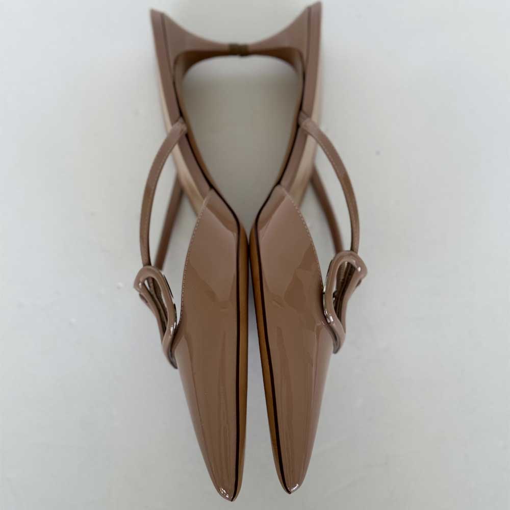 Valentino Beige Patent V Logo Mules - Size 39½