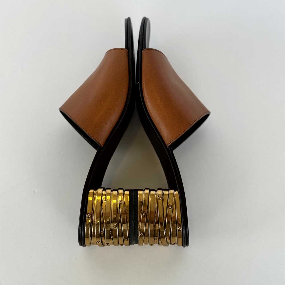 Brown Leather Mules