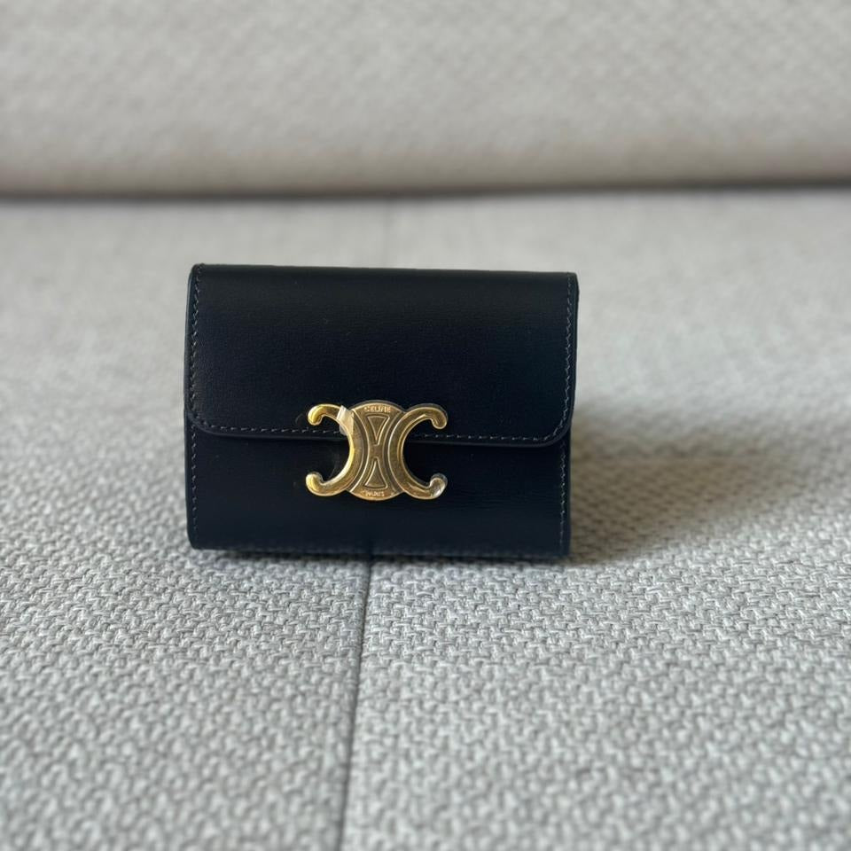 Céline Black Leather Triomphe Wallet