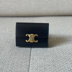 Céline Black Leather Triomphe Wallet