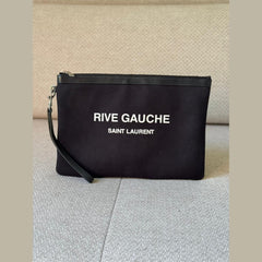 Saint Laurent Black Fabric Rive Gauche Clutch
