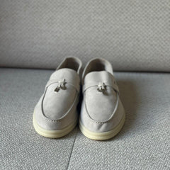 Loro Piana Pearl Powder Suede Summer Charms Walk Loafers - Size 39