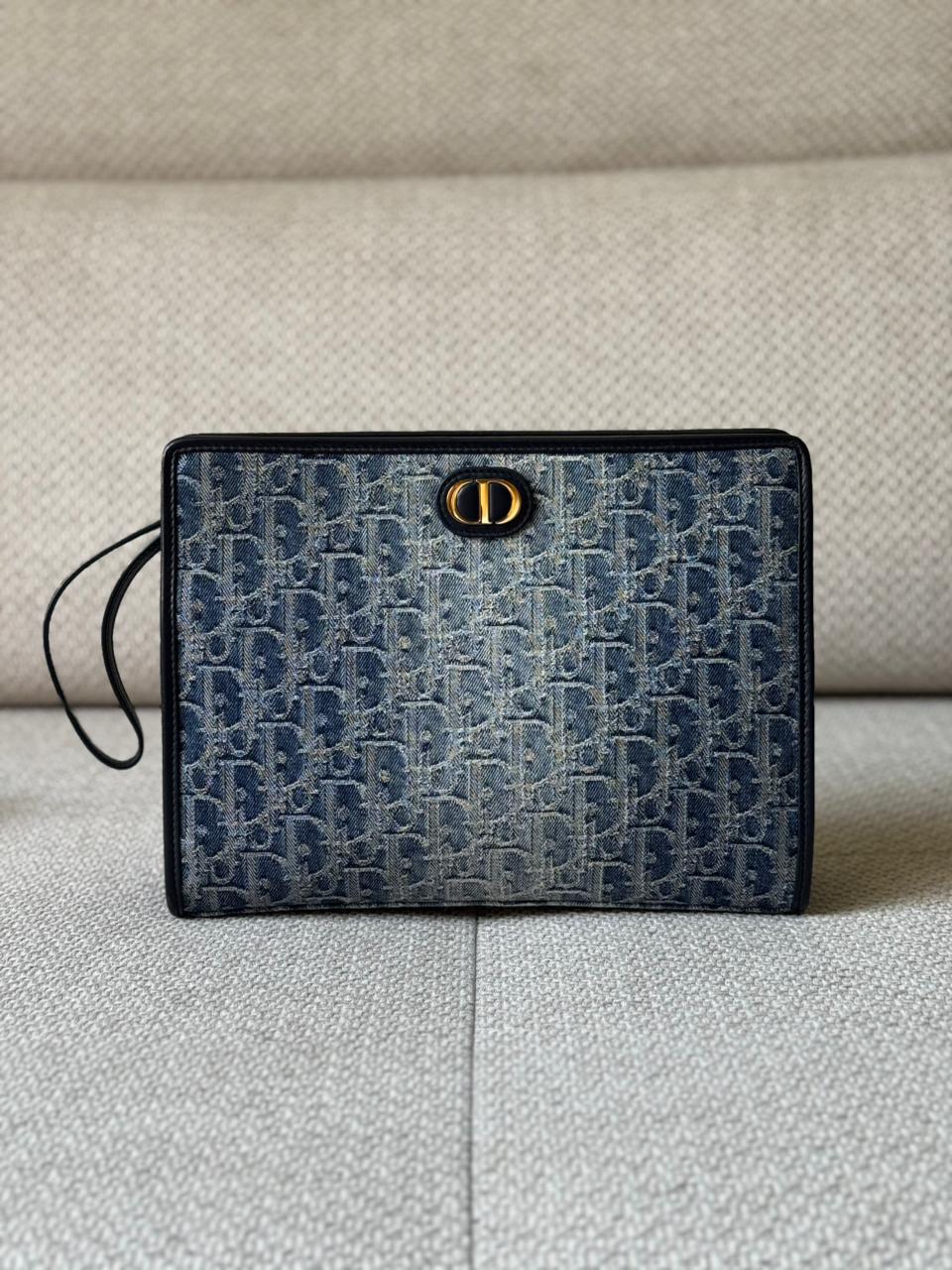 Christian Dior Denim Oblique Dea 30 Montaigne Pouch