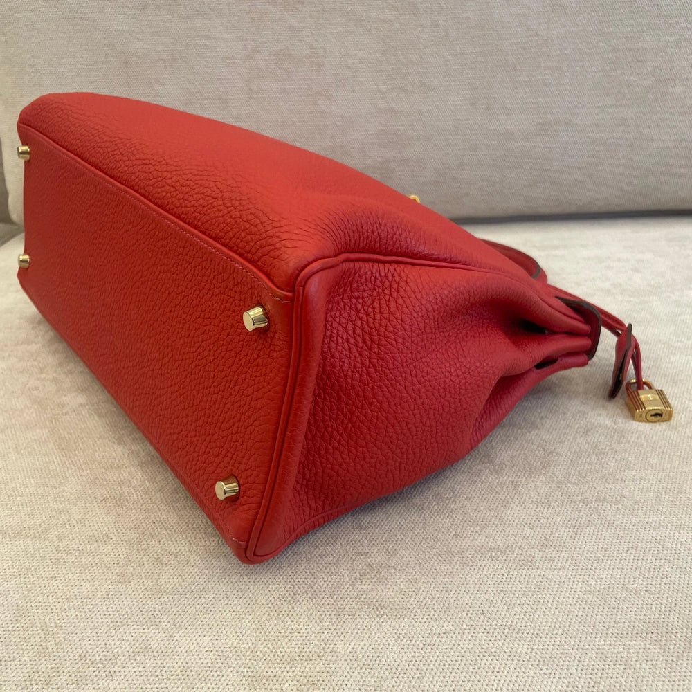 Hermès Rouge Casaque Kelly 35 Togo Leather GHW with Twilly and Entrupy Certificate