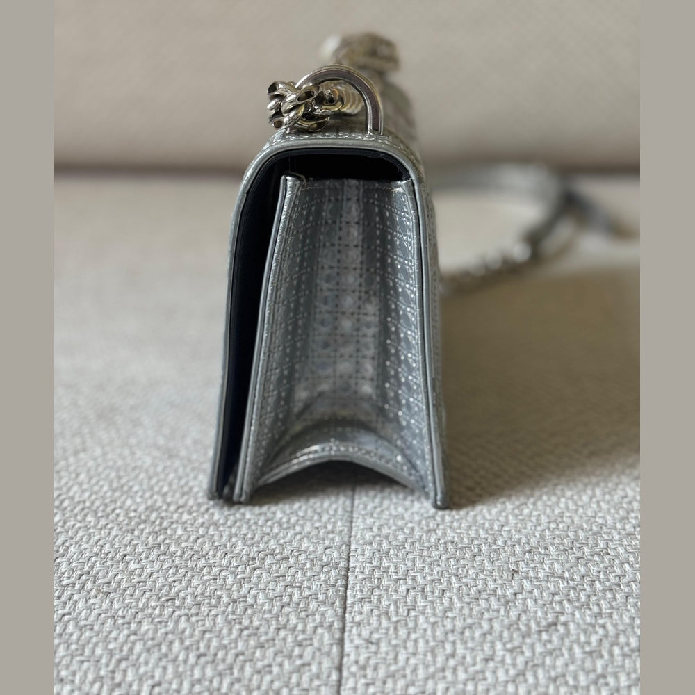Christian Dior Microcannage Silver Diorama Shoulder Bag
