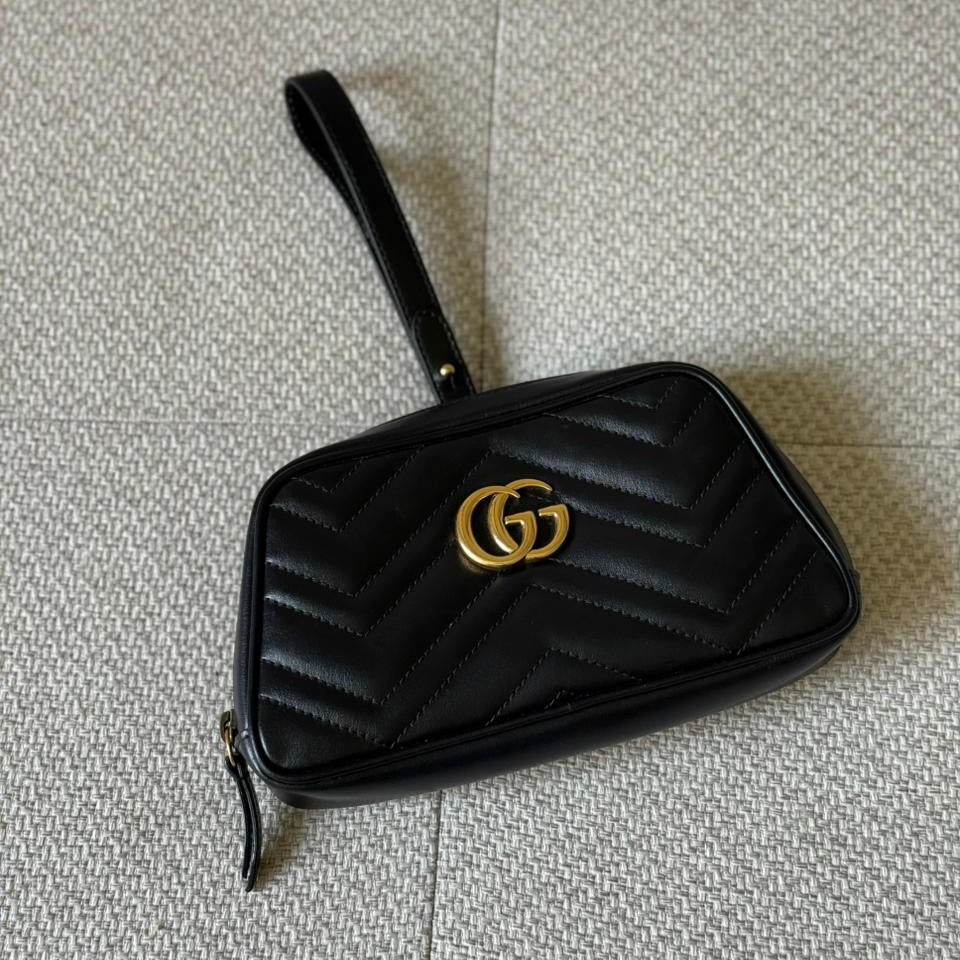 Gucci GG Marmont Matelassé Leather Wristlet Pouch