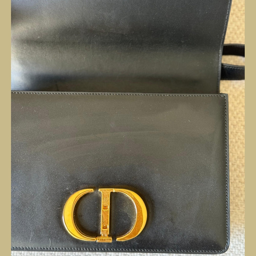 Christian Dior Black Dior Montaigne with Gold Hardware Shoulder Bag
