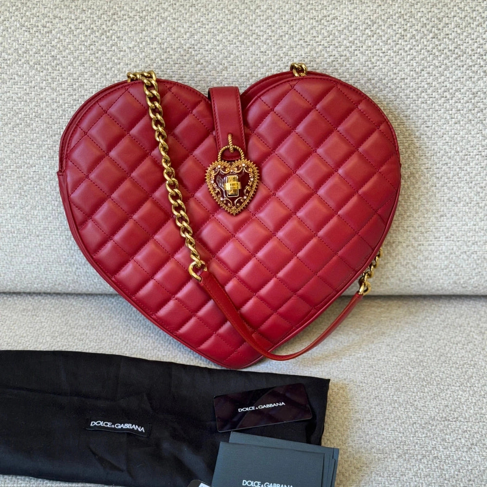 Dolce & Gabbana Red My Heart Chain Shoulder Bag
