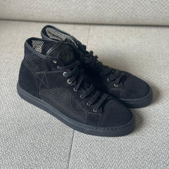 Chanel Black Mesh & Suede High Top Sneakers - Size 40