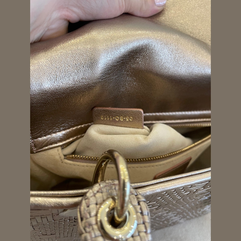 Christian Dior Metallic Gold Medium Lady Dior Bag with Strap