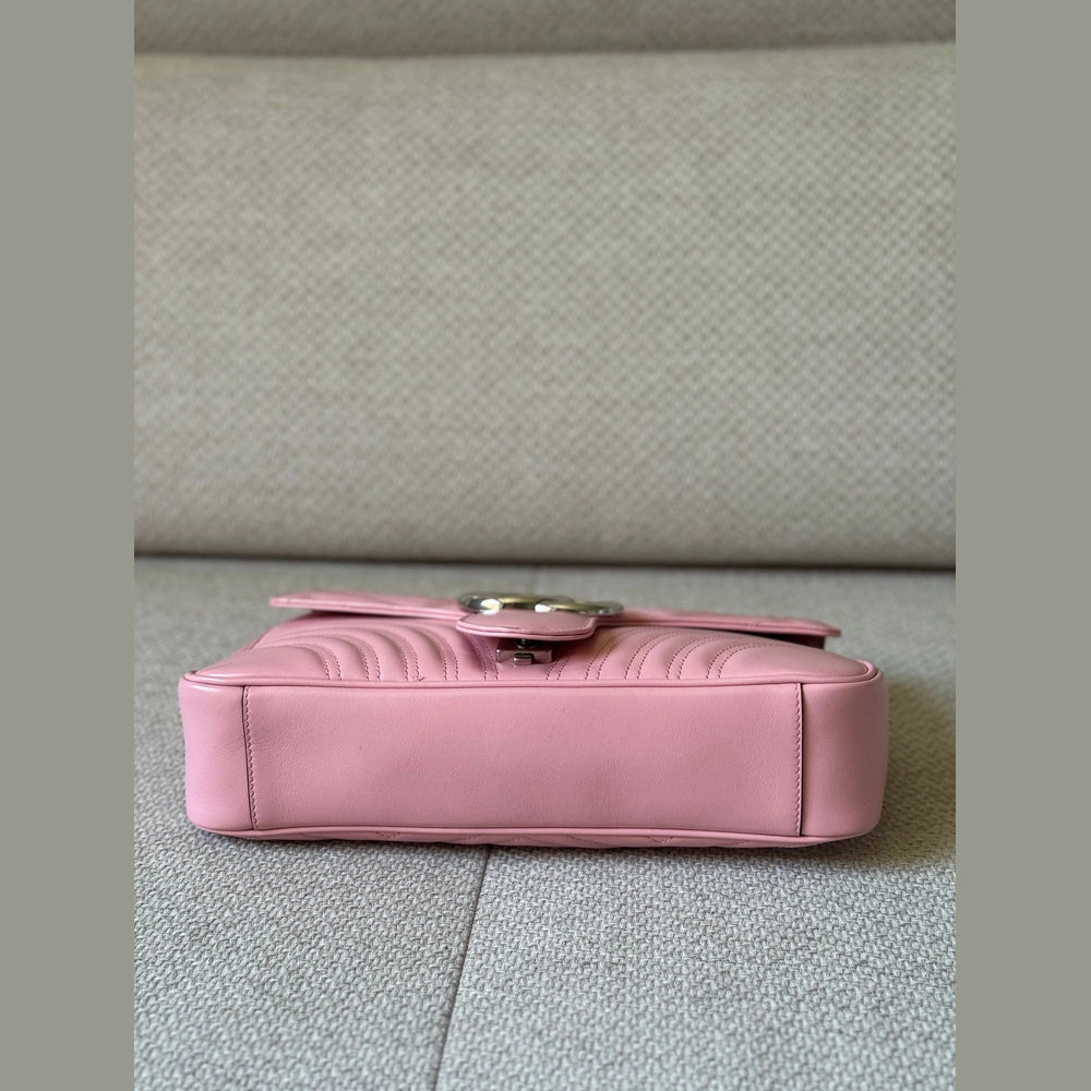 Gucci GG Marmont Medium Pink Leather with Silver Hardware