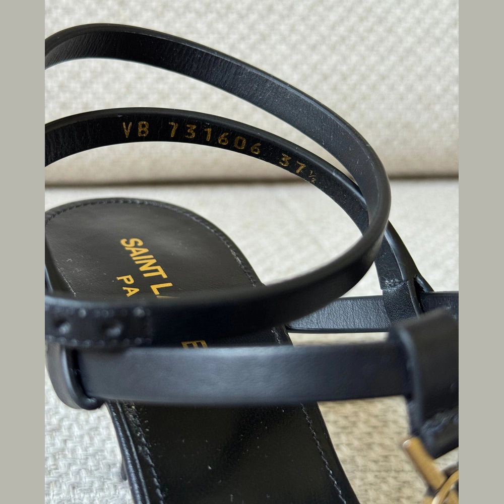 Saint Laurent Black Cassandra Sandals - Size 37.5
