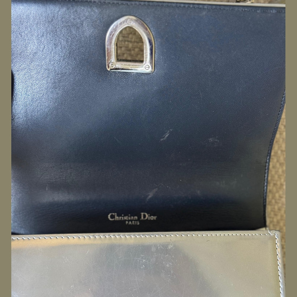 Christian Dior Microcannage Silver Diorama Shoulder Bag