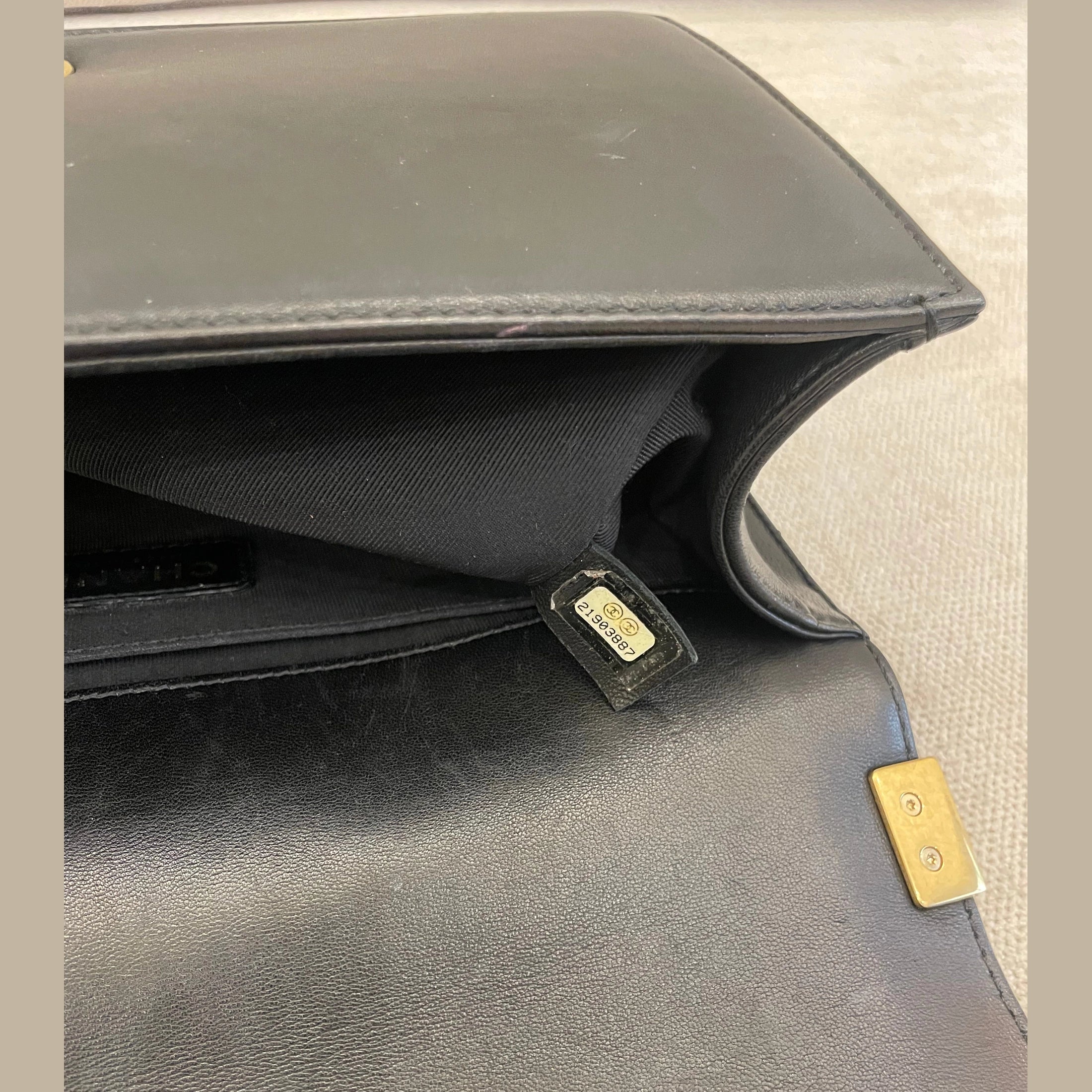 Chanel Black Calfskin Old Medium Boy with Gold Hardware