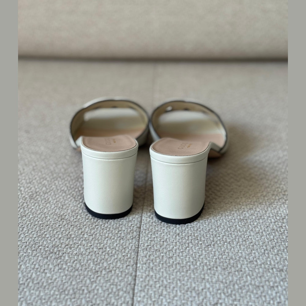 Gucci Ivory Interlocking G Mules - Size 39