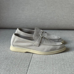 Loro Piana Pearl Powder Suede Summer Charms Walk Loafers - Size 39
