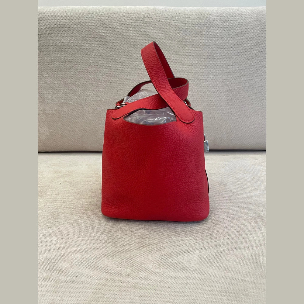 Hermès Rouge Radieux PHW Picotin 18