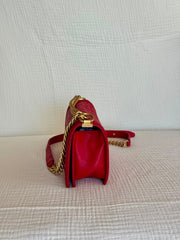 Chanel Red Medium Boy Caviar Leather Shoulder Bag