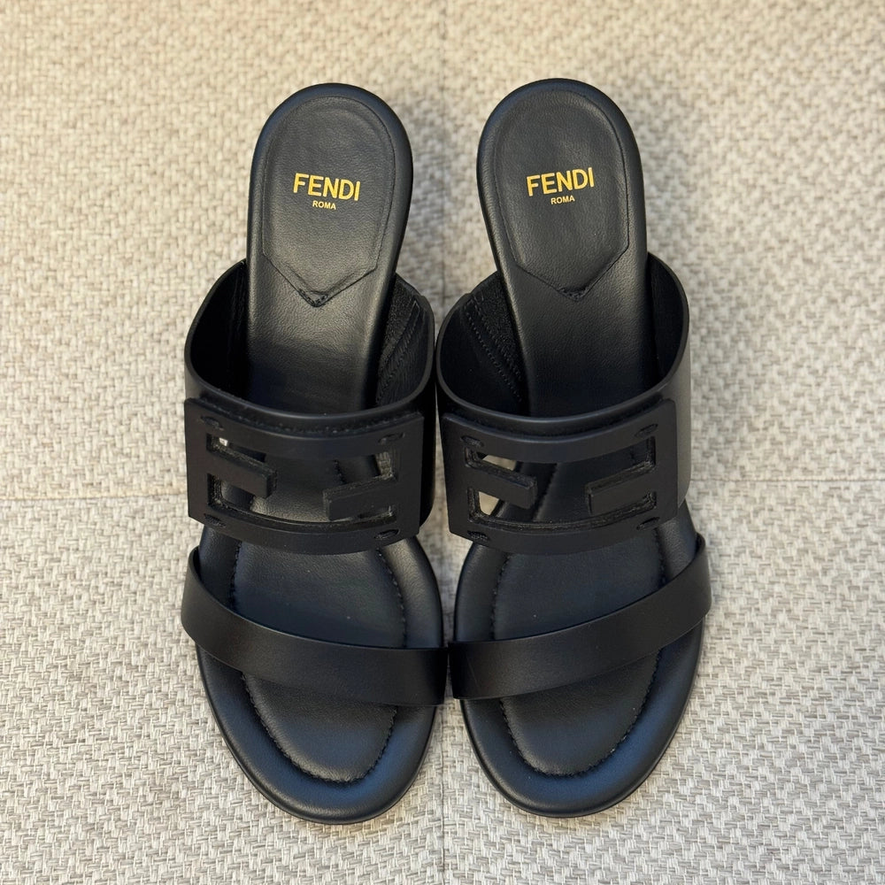 Fendi Black Baguette Mules - Size 37.5