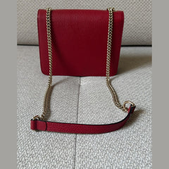 Gucci Red Pebbled Leather Interlocking G Shoulder Bag