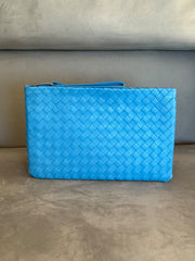 Bottega Veneta Blue Intrecciato Leather Clutch