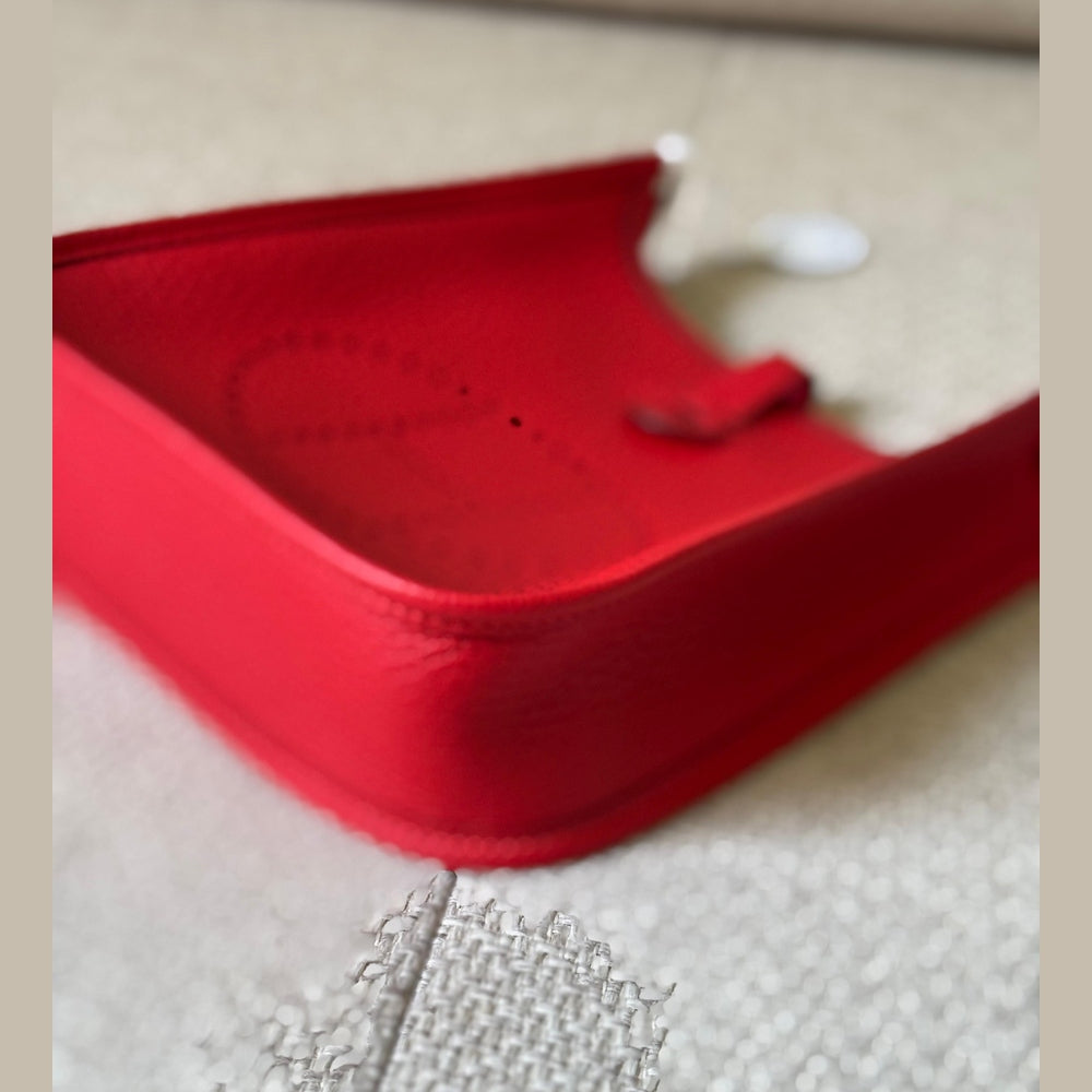 Hermès Rouge Radieux Mini Evelyne with Strap