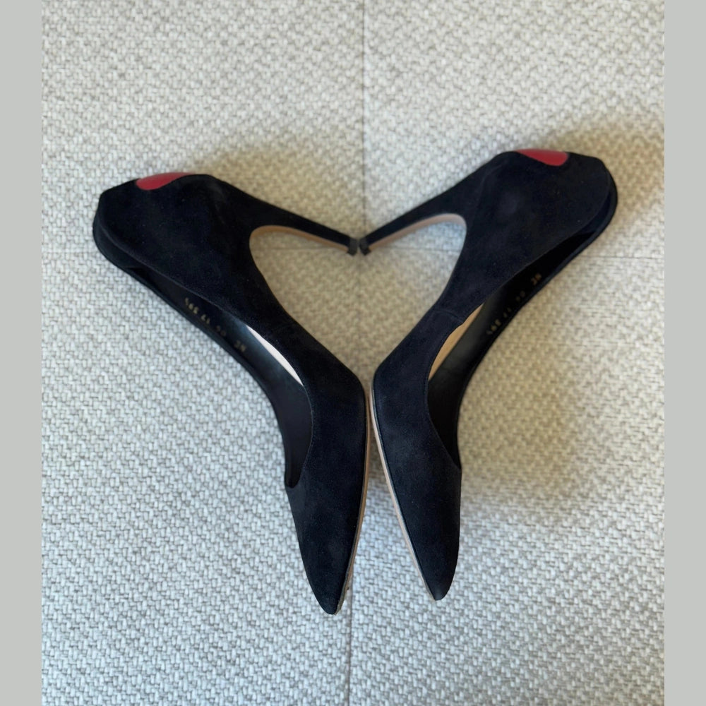 Christian Dior Black Suede Pointed Toe Pumps - Size 39½