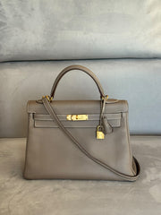 Hermès Kelly 32 Retourne Étoupe with Gold Hardware - Stamp D with Receipt