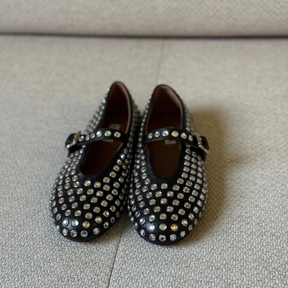 Alaïa Black Studded Leather Ballerina Flats – Size 38