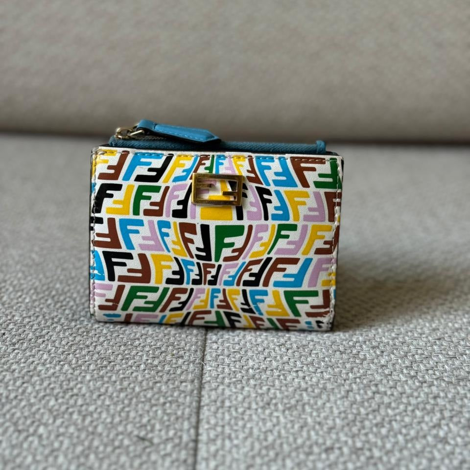 Fendi Baguette Bifold Wallet in Vertigo Printed Leather