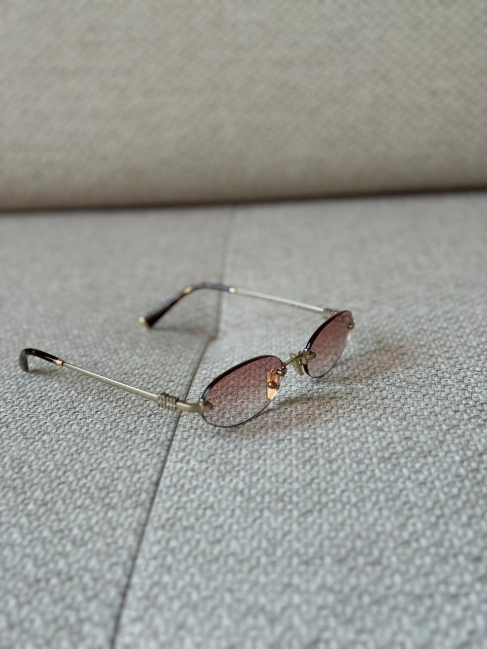 Miu Miu Gradient Pink Rimless Oval Sunglasses