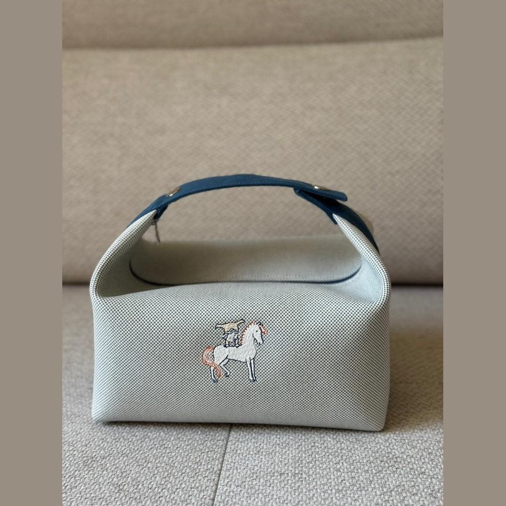 Hermès Bride-a-Brac Cabriole GM Case in Gris Perle with Pegasus Motif