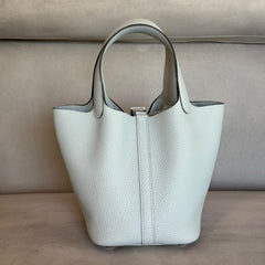 Hermès Picotin Lock 18 in Bleu Glacier with Palladium Hardware