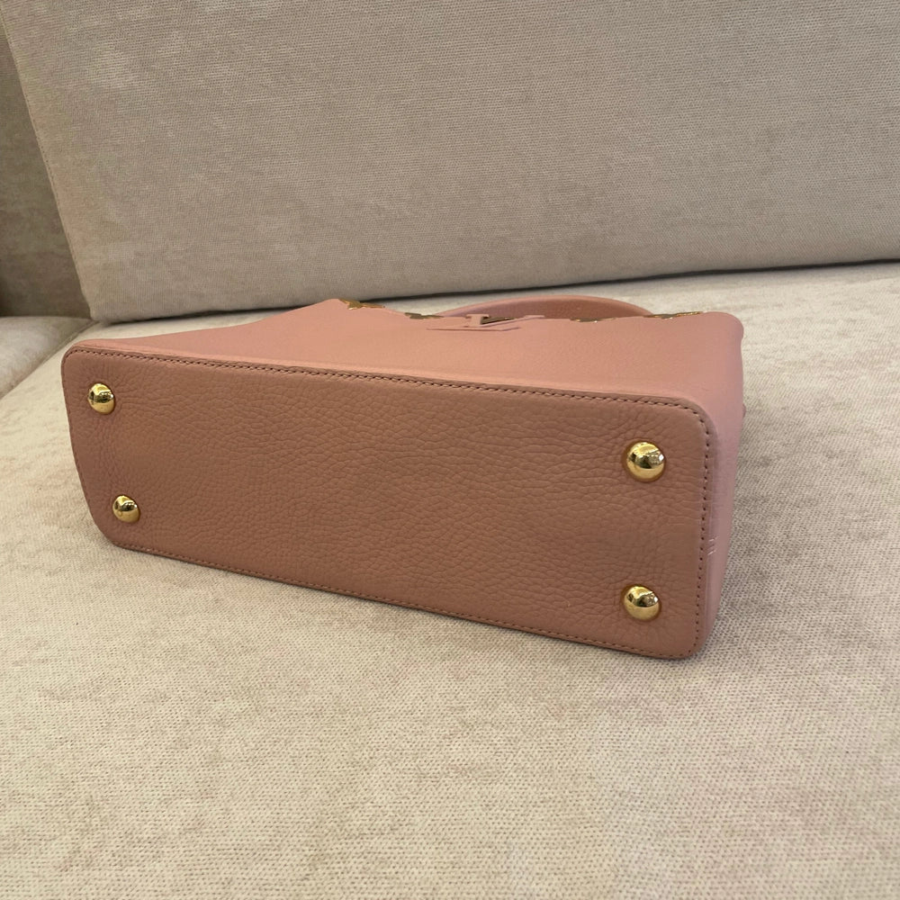 Louis Vuitton Capucines PM Pink Taurillon Leather with Flower Crown Embellishment