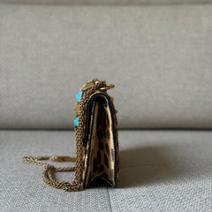 Valentino Leopard Calf Hair Rockstud Glam Lock Shoulder Bag