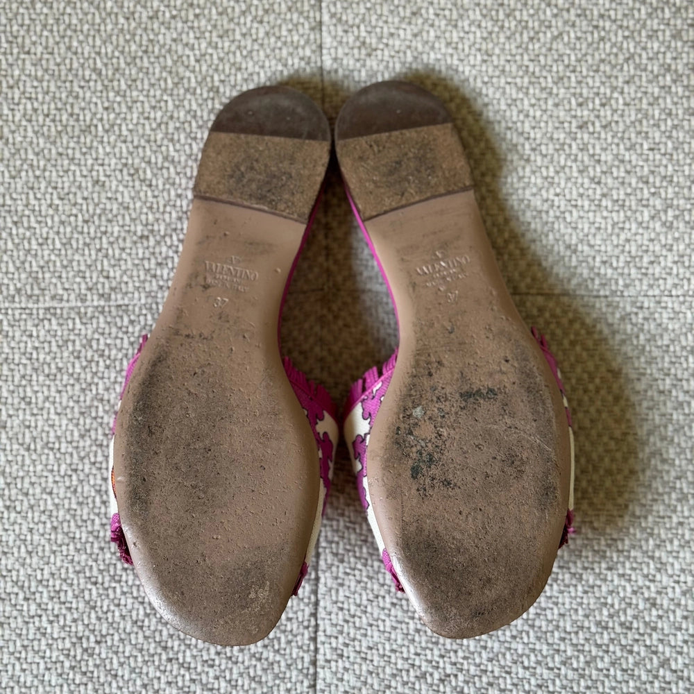 Valentino Pink Fringe Limited Edition Flat Sandals - Size 37