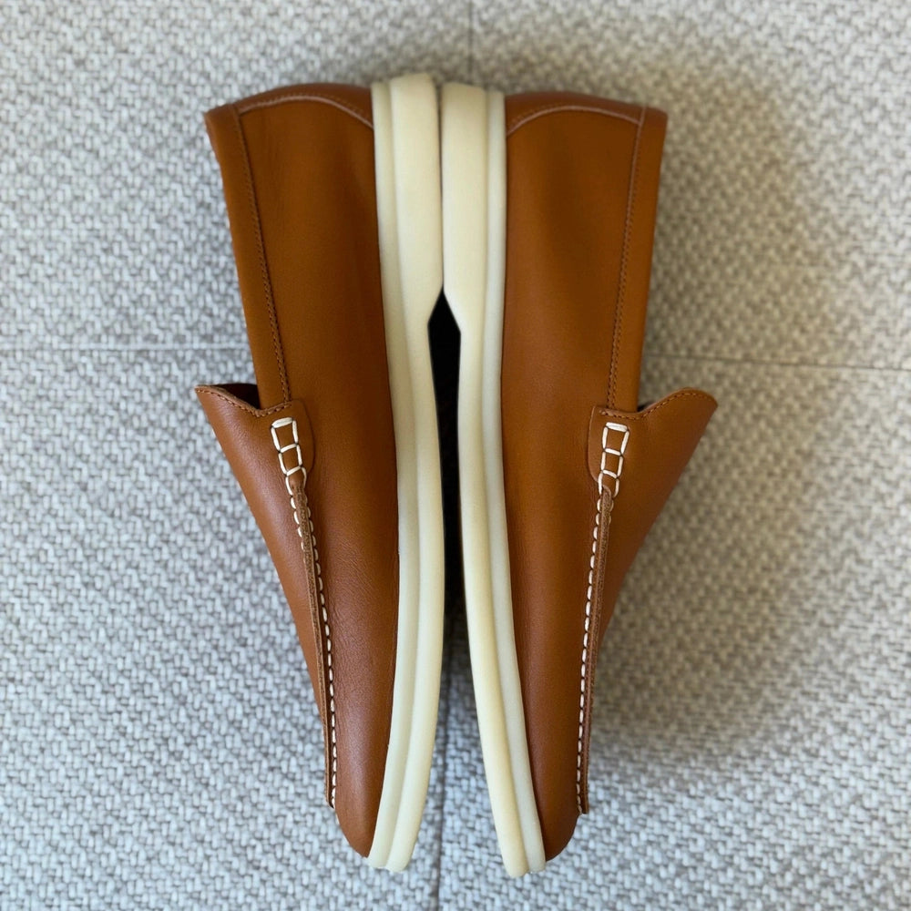Loro Piana Tan Leather Summer Walk Loafers - Size 41