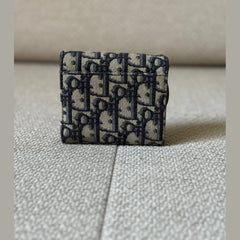 Dior Saddle Lotus Wallet in Blue Dior Oblique Jacquard