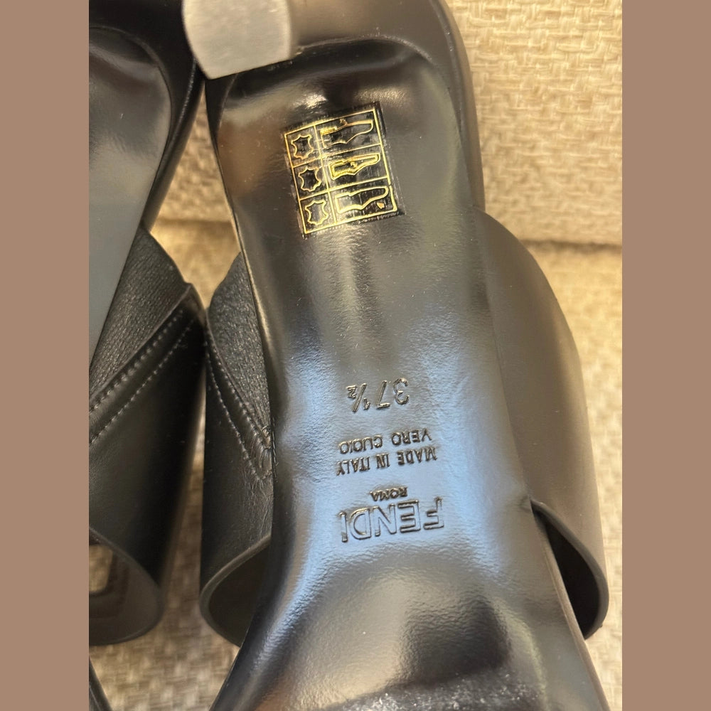 Fendi Black Baguette Mules - Size 37.5