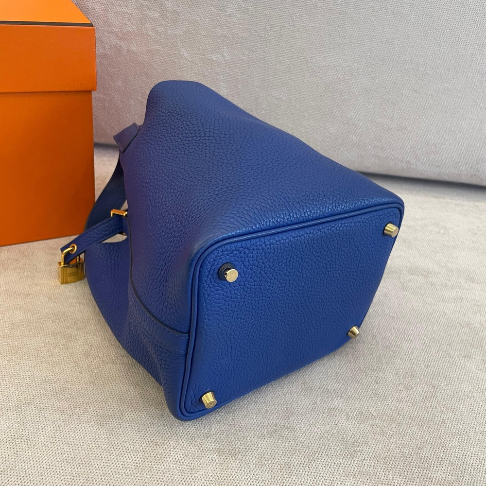 Hermès Picotin 18 Bleu Royal GHW with Box and Receipt