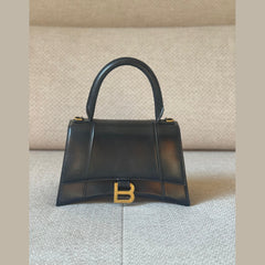 Balenciaga Black Hourglass Top Handle Bag with Strap
