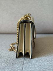 Gucci Calfskin Medium Mystic White GG Marmont Chain Handle Bag